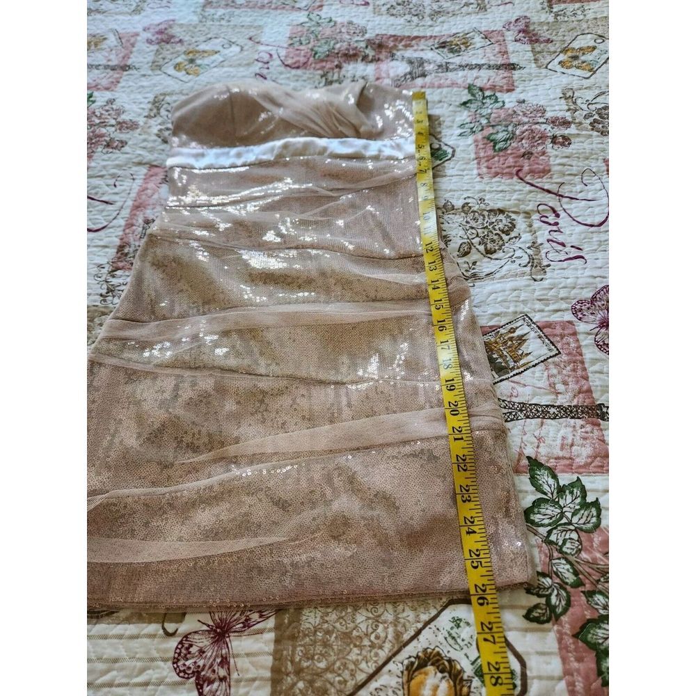 Windsor Women's Strapless Sequin Gold Color Mini Dress Zipper Closure Size S - Picture 3 of 6